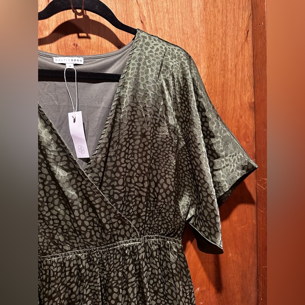 Olive Green Baltic Born Dress With Subtle Animal Print - Picture 7 of 11